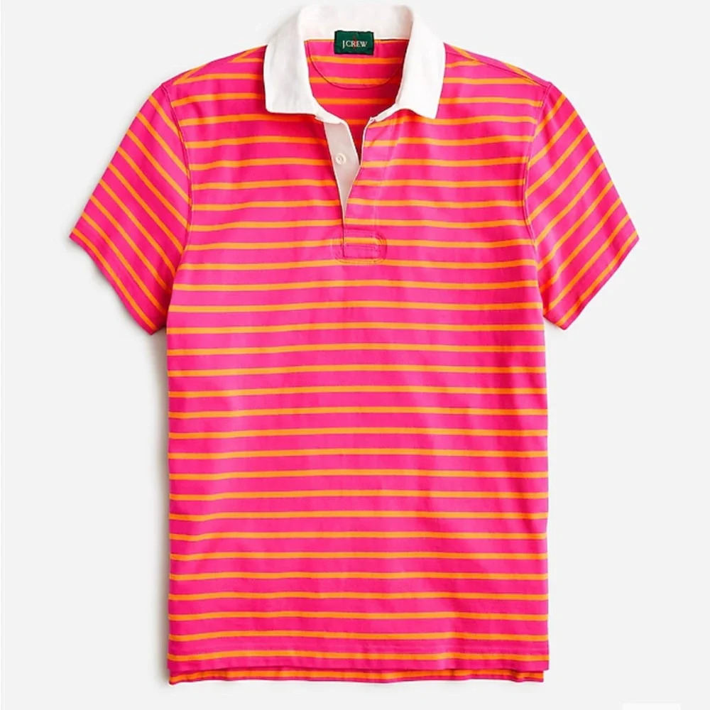 J. Crew shirt - short sleeve rugby shirt in pink/orange stripe NWT